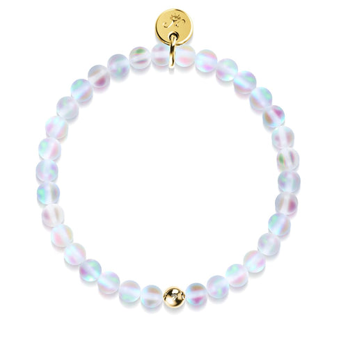 Arc-en-ciel blanc | Or | Bracelet de perles de verre sirène